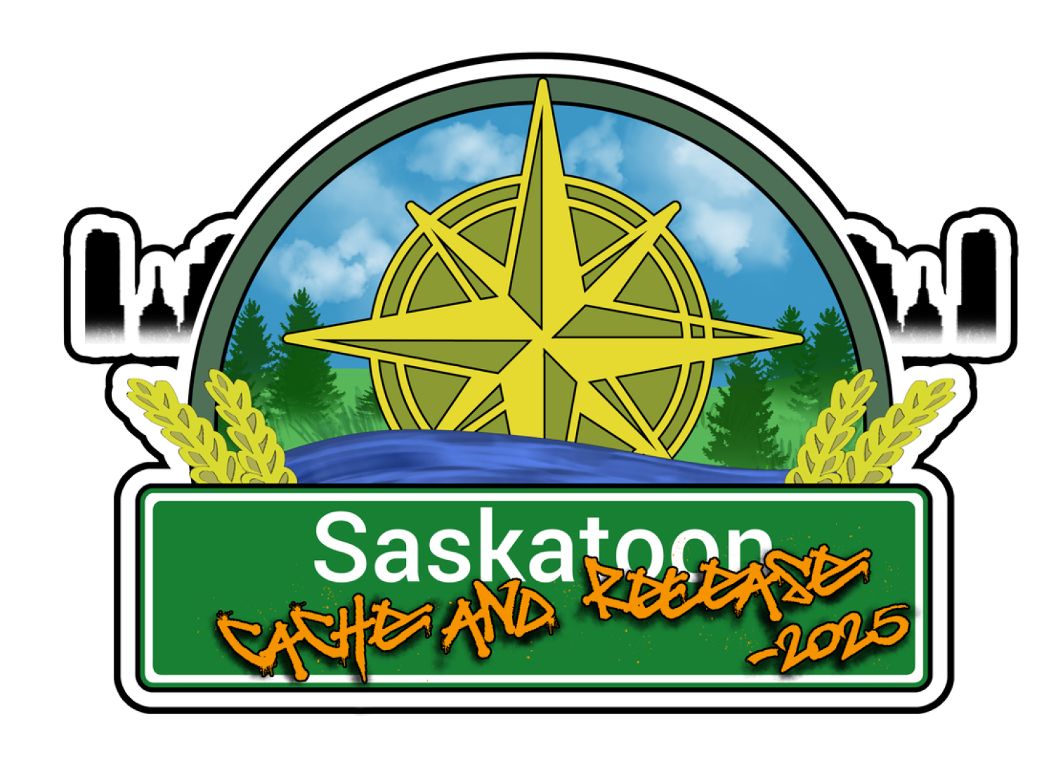 Logo for the Saskatoon And Area Geocaching Association SCAR 2025 Saskatoon Cache and Release