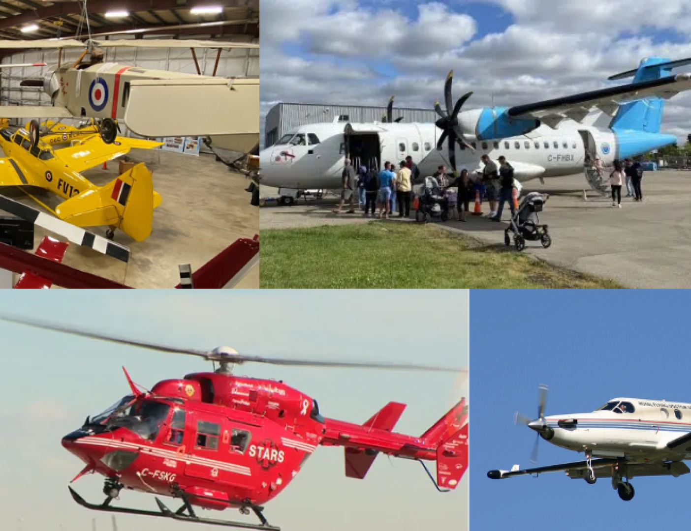 Collage of airplanes and helicopters 