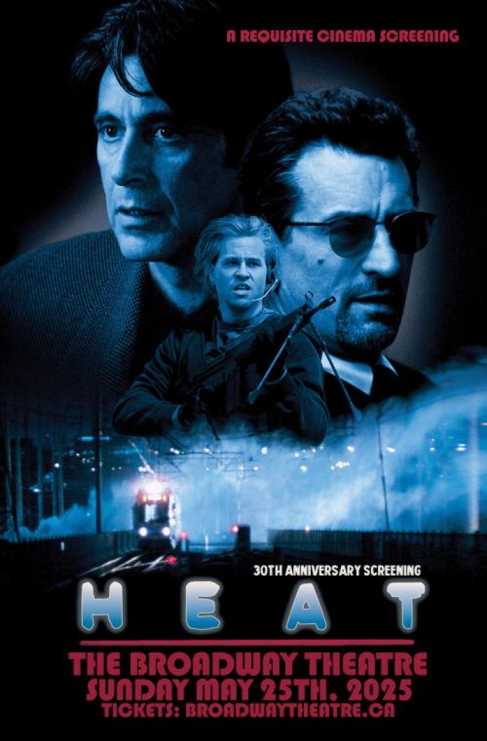 Image from the movie Heat. Shows a train station and then images of Al Pacino and Robert De Niro. 