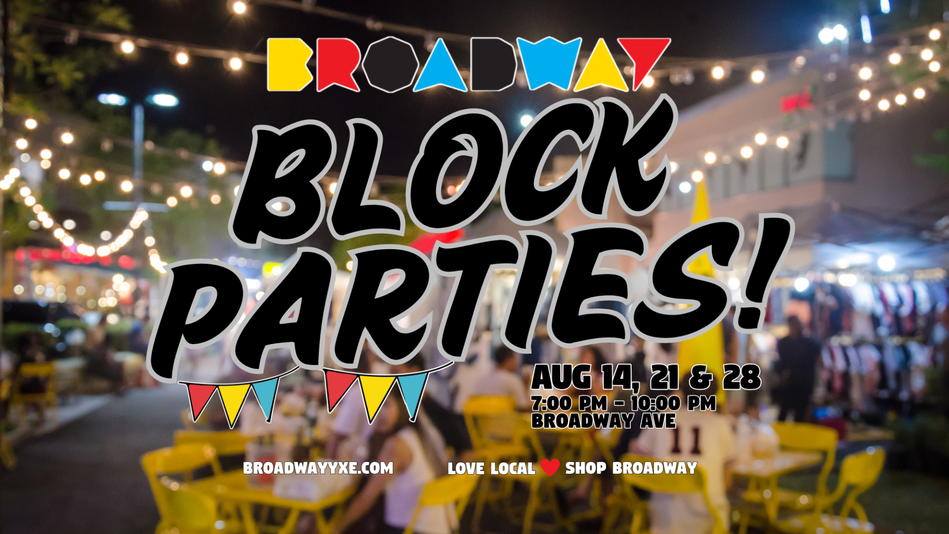 Broadway Block Parties! Aug 14, 21 & 28 from 7:00PM-10:00PM at Broadway Avenue between 10th & 12th St