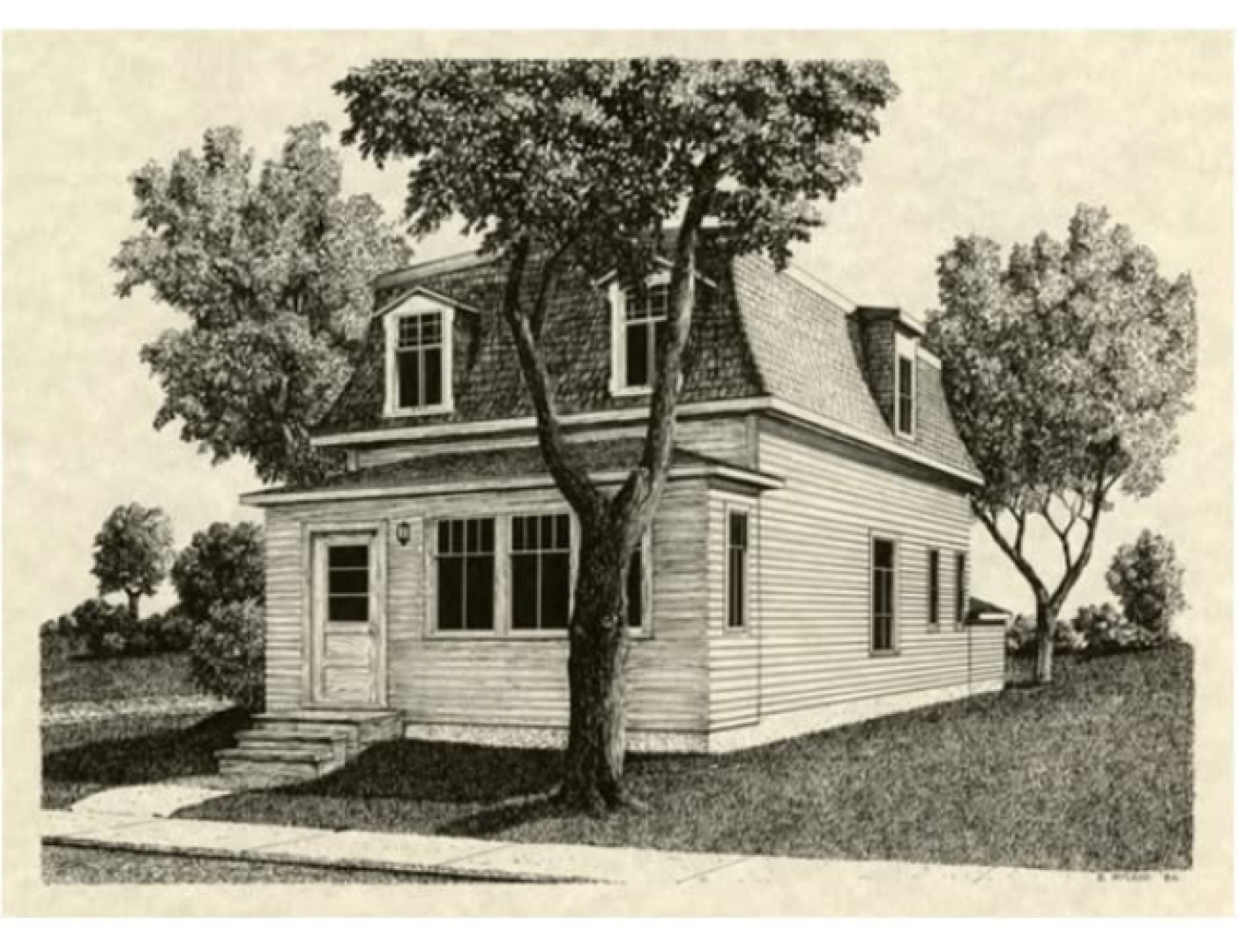 Old drawing of the Marr Residence