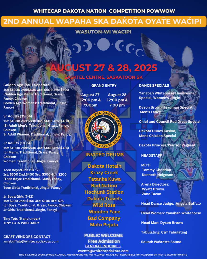 Championship Pow Wow Dancers - Dyson Brown Fancy Dance Champion and Yanabah Whitehorse - Jingle Dress Champion 