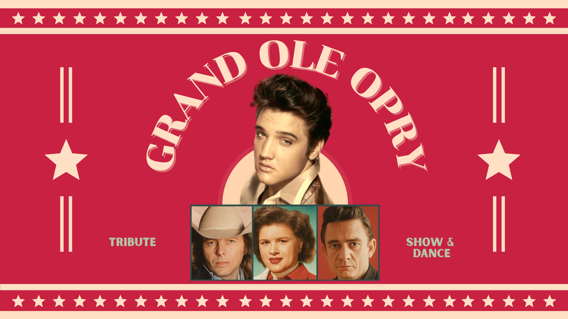 Vintage concert poster displaying images of the Artists being honored at this event