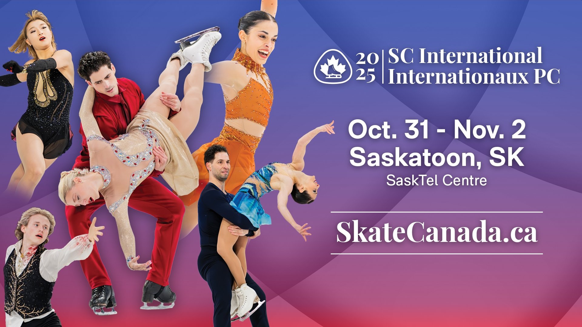 Image of skaters competing at Skate Canada International 2025, with the dates and location.