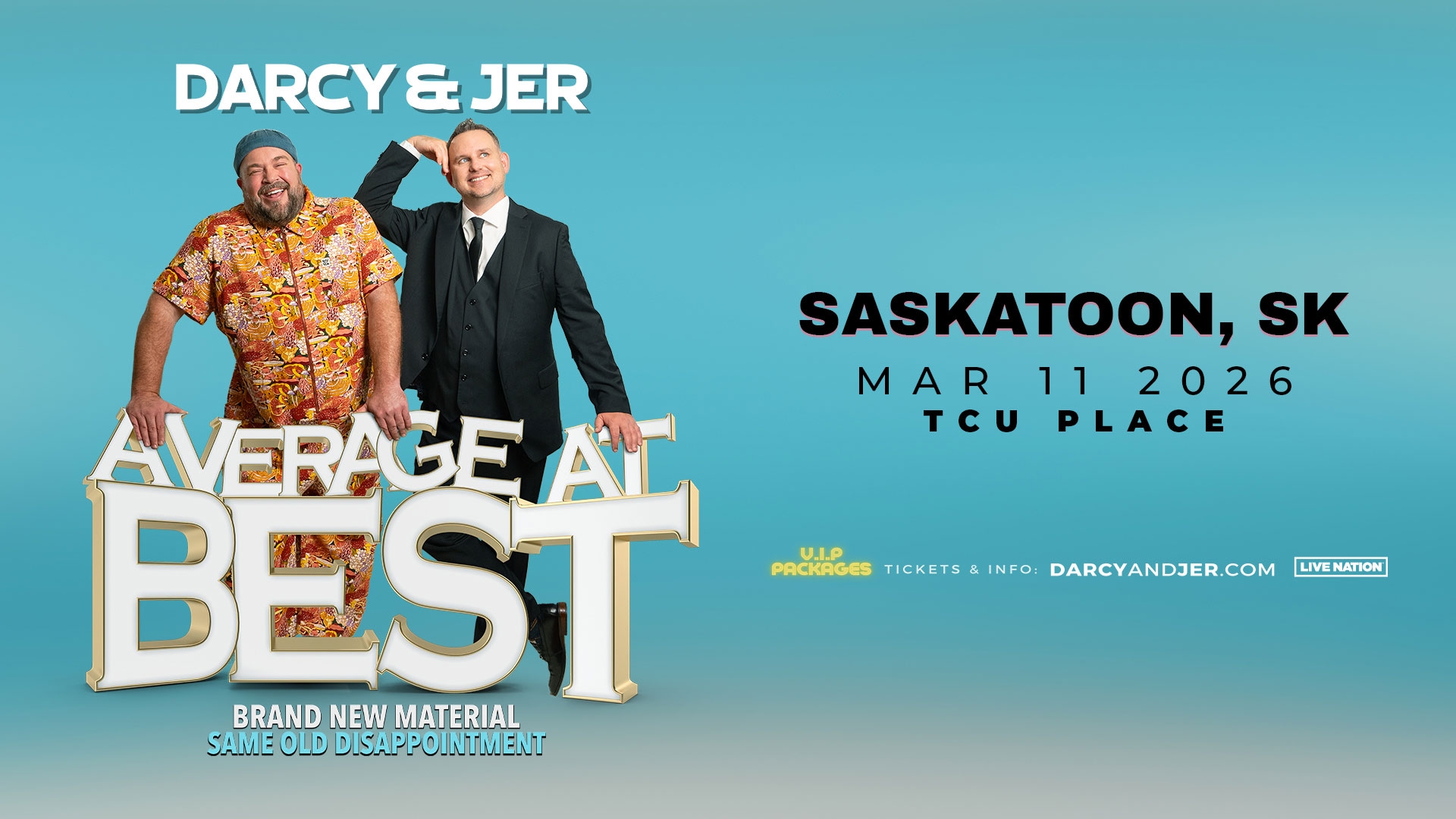 Two men on a blue background. One man is in a highly patterned suit and the other in a traditional black and white suit.