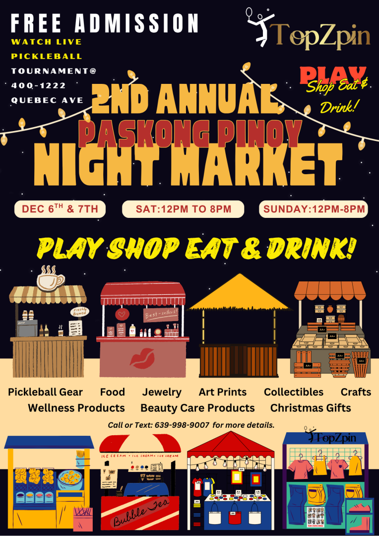 Filipino Christmas Night Market at Topzpin December 6th and 7th, Food, Crafts & Collectibles