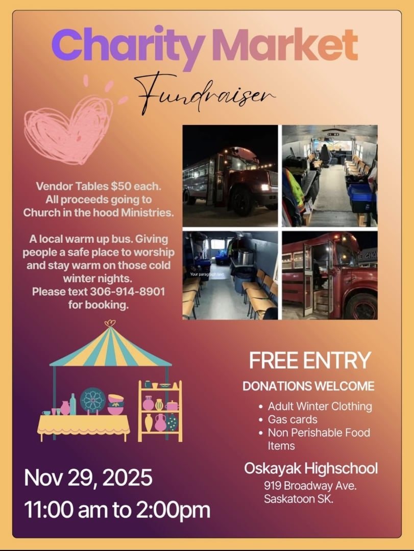 Join us to raise funds for the warm up bus in Saskatoon ! 