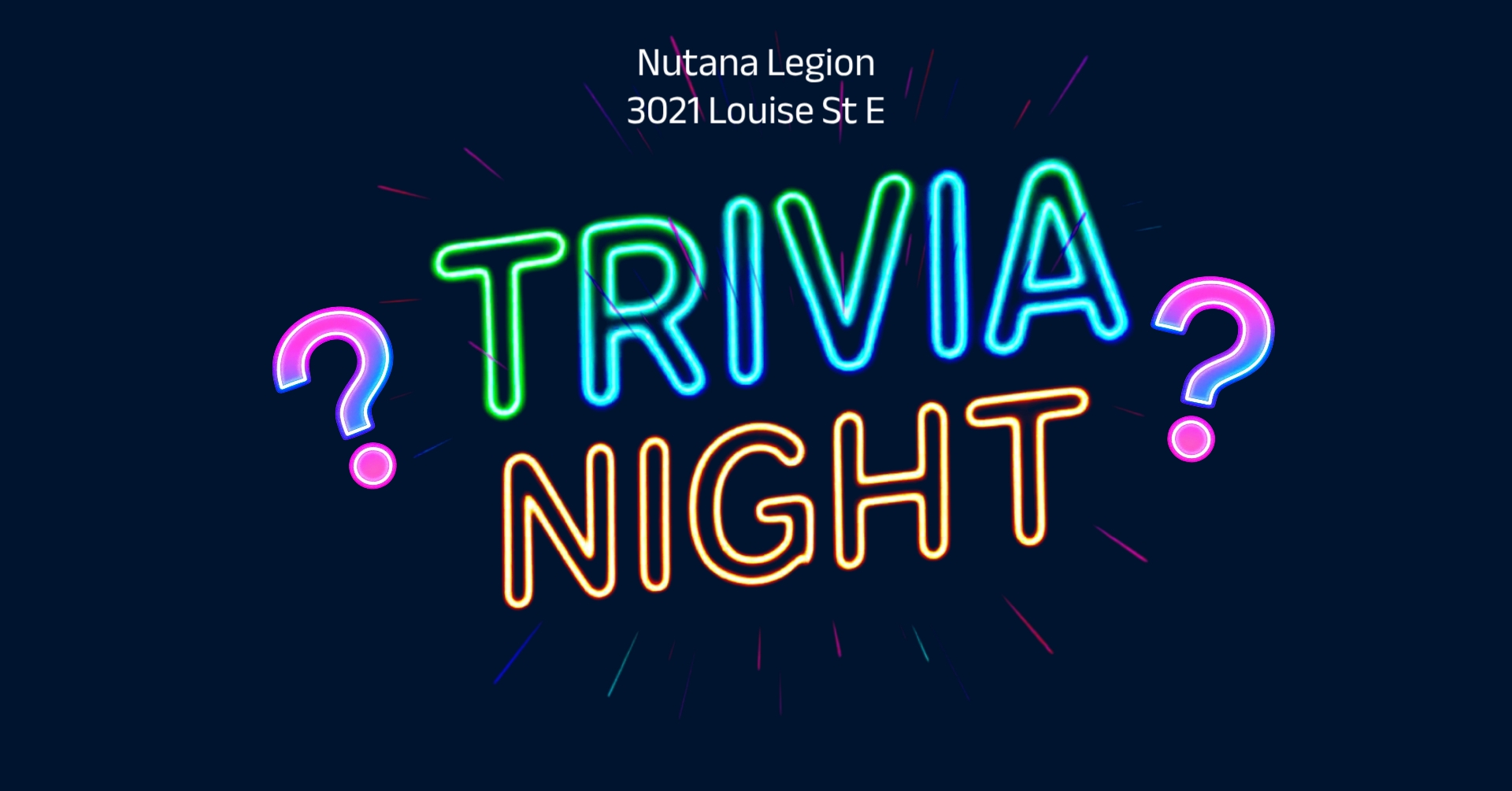 Photo os the words Triva Nigh in Neon Letters