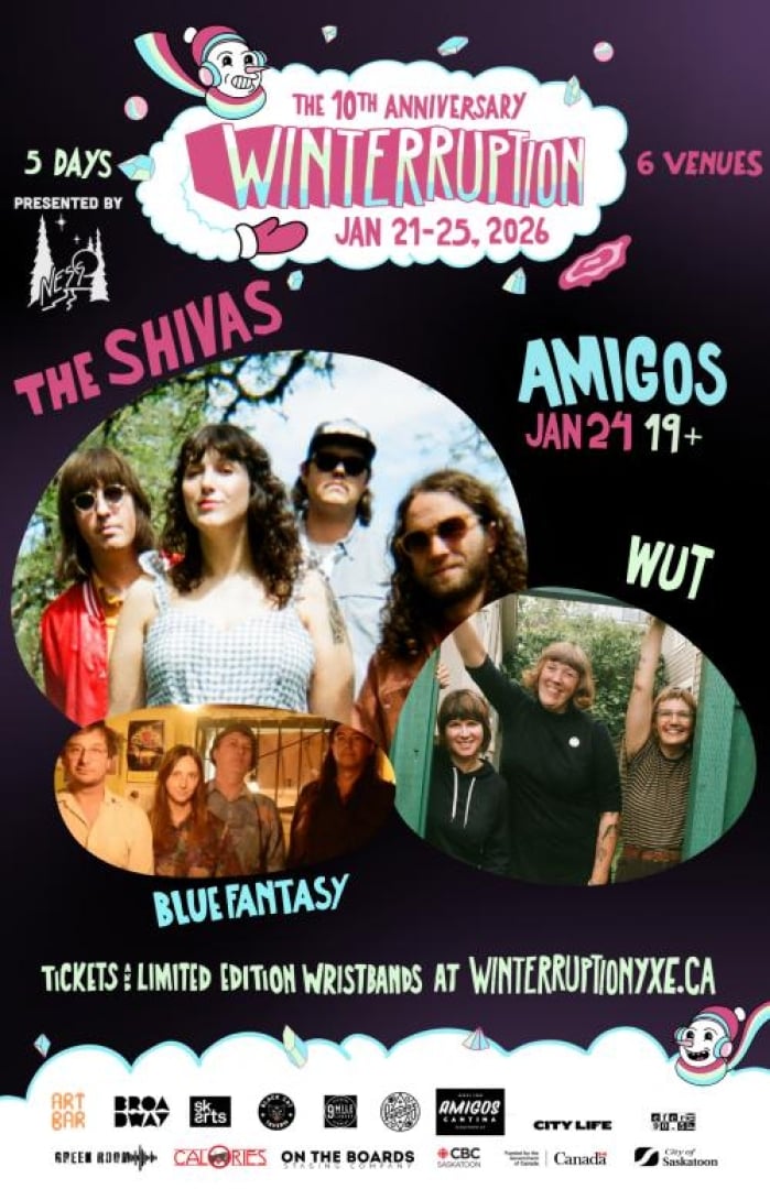 Image of the WTPN YXE 2026 Music Festical for the bands: The Shivas with WUT & Blue Fantasy at Amigo's Cantina (19+).