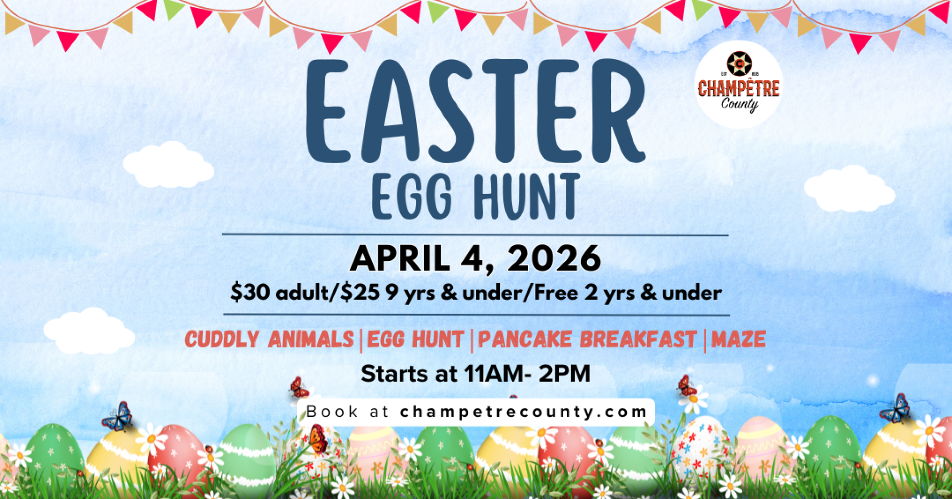 Easter Egg Hunt and Pancake breakfast April 4th at champetre county