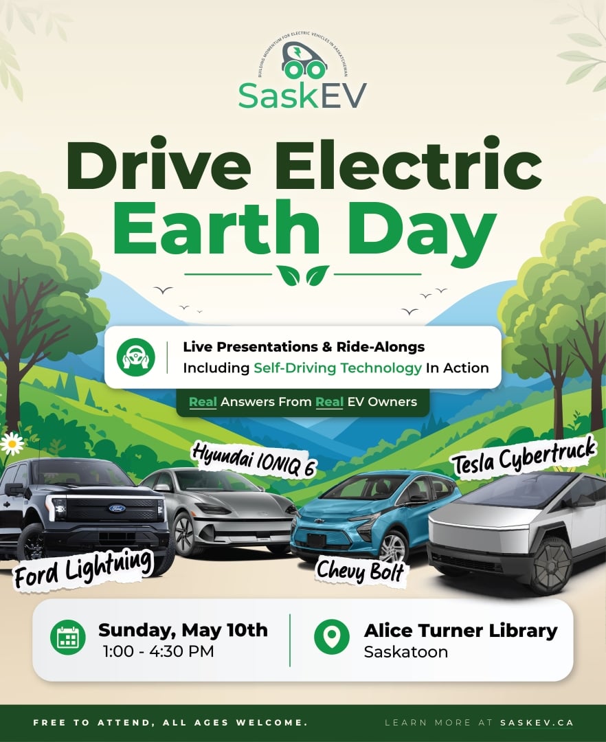 SaskEV - Drive Electric Earth Day - Sunday, May 10th in Saskatoon