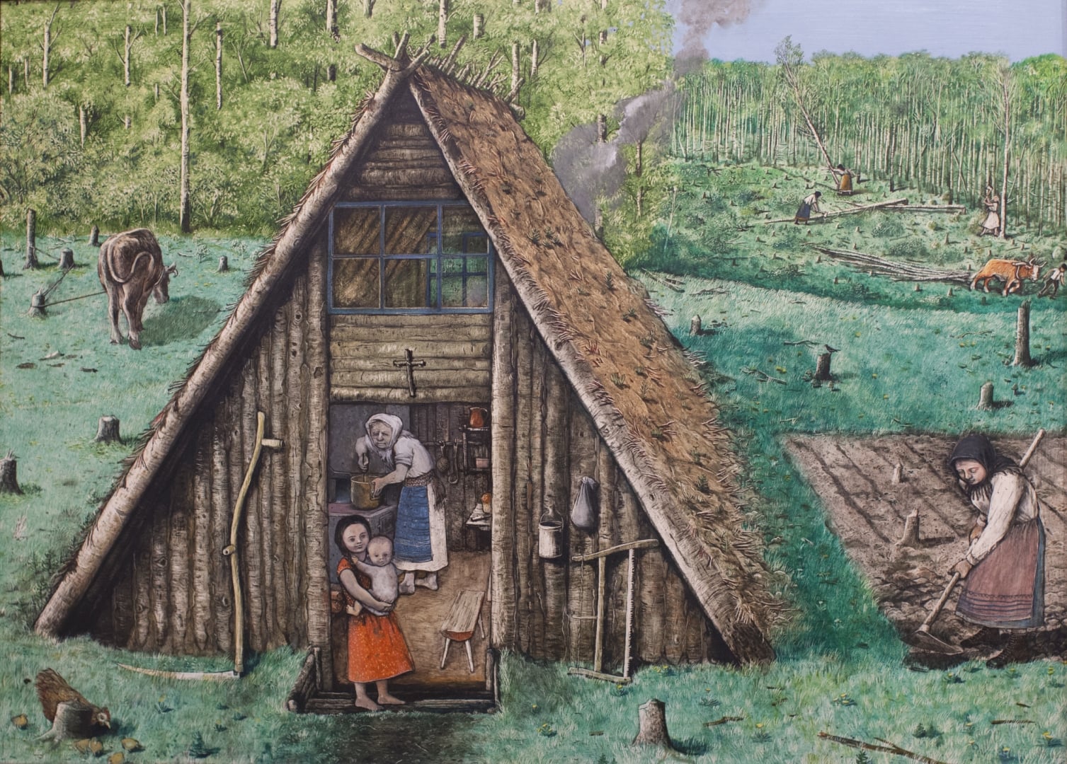 Image: William Kurelek, A Boorday — The First House, 1966 