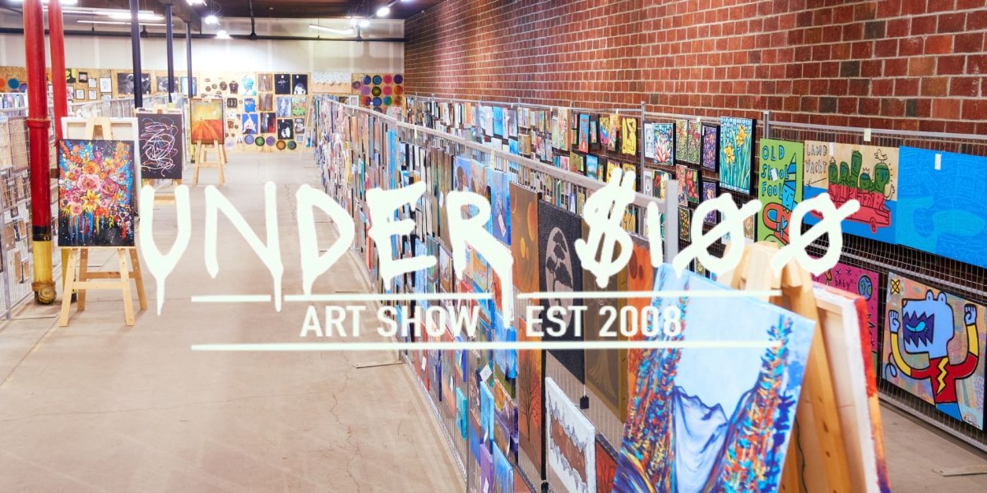Artwork displayed at the Under $100 Art Show with the show logo superimposed over the image.