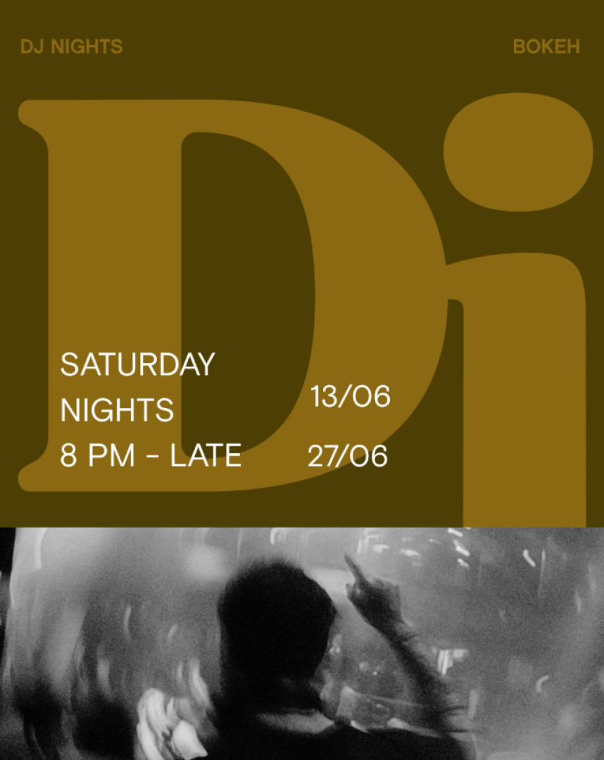 DJ Night Poster with dats of June 13 and 27. Event time of 8 pm to late