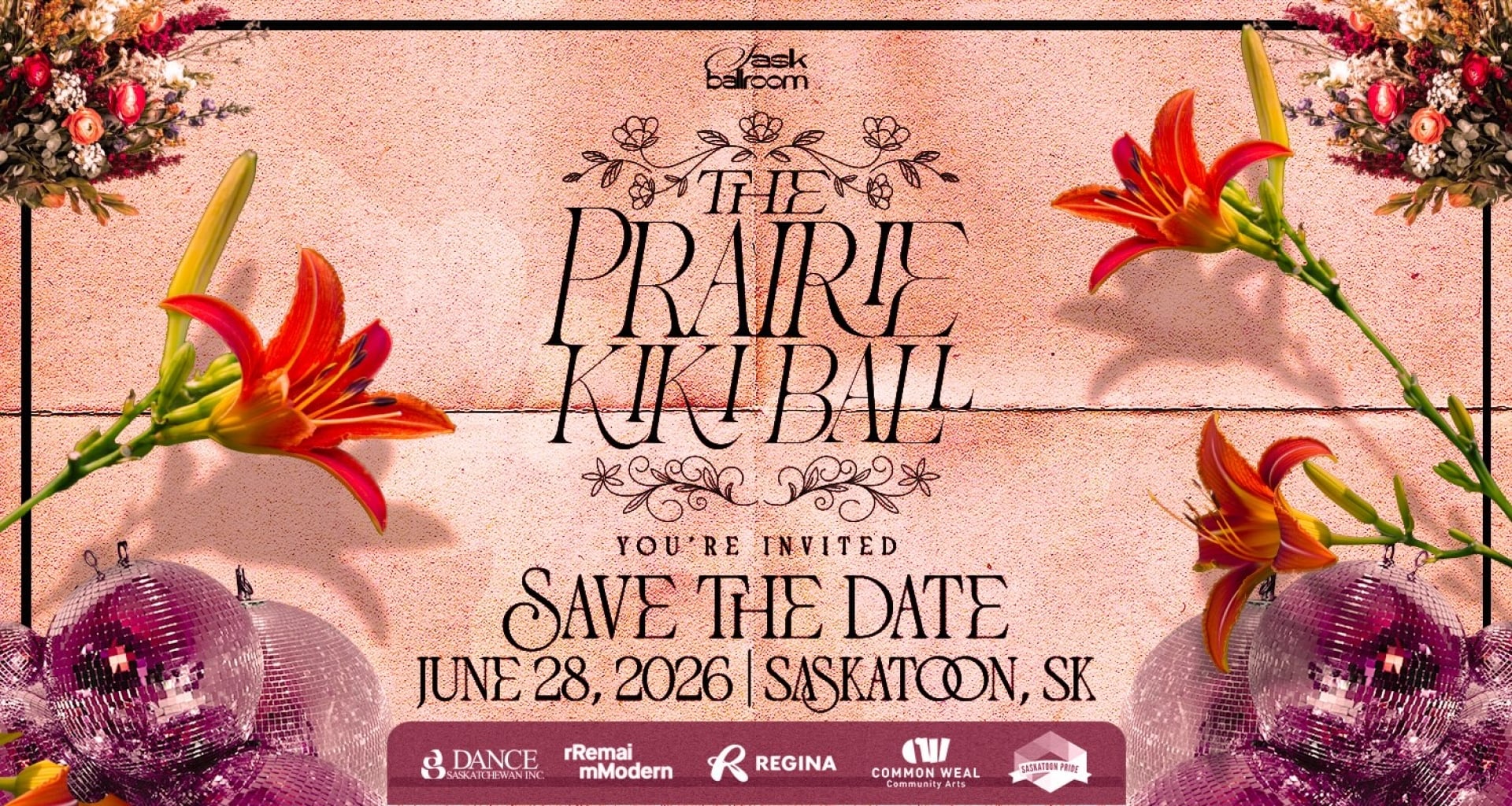 The Prairie Kiki Ball is a Pride Month Ballroom celebration of what makes the Prairies special. Inspired by Saskatchewan’s beautiful landscapes and, most importantly, its people, this historic event honours prairie pride and Sask Ballroom’s year-long programming and mission to bring Ballroom to Saskatchewan.