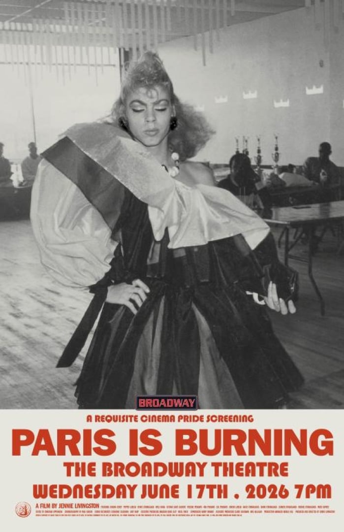 Image of someone wearing a couture dress and posing in what seems to be a ballroom. Image is in black, white and grey.