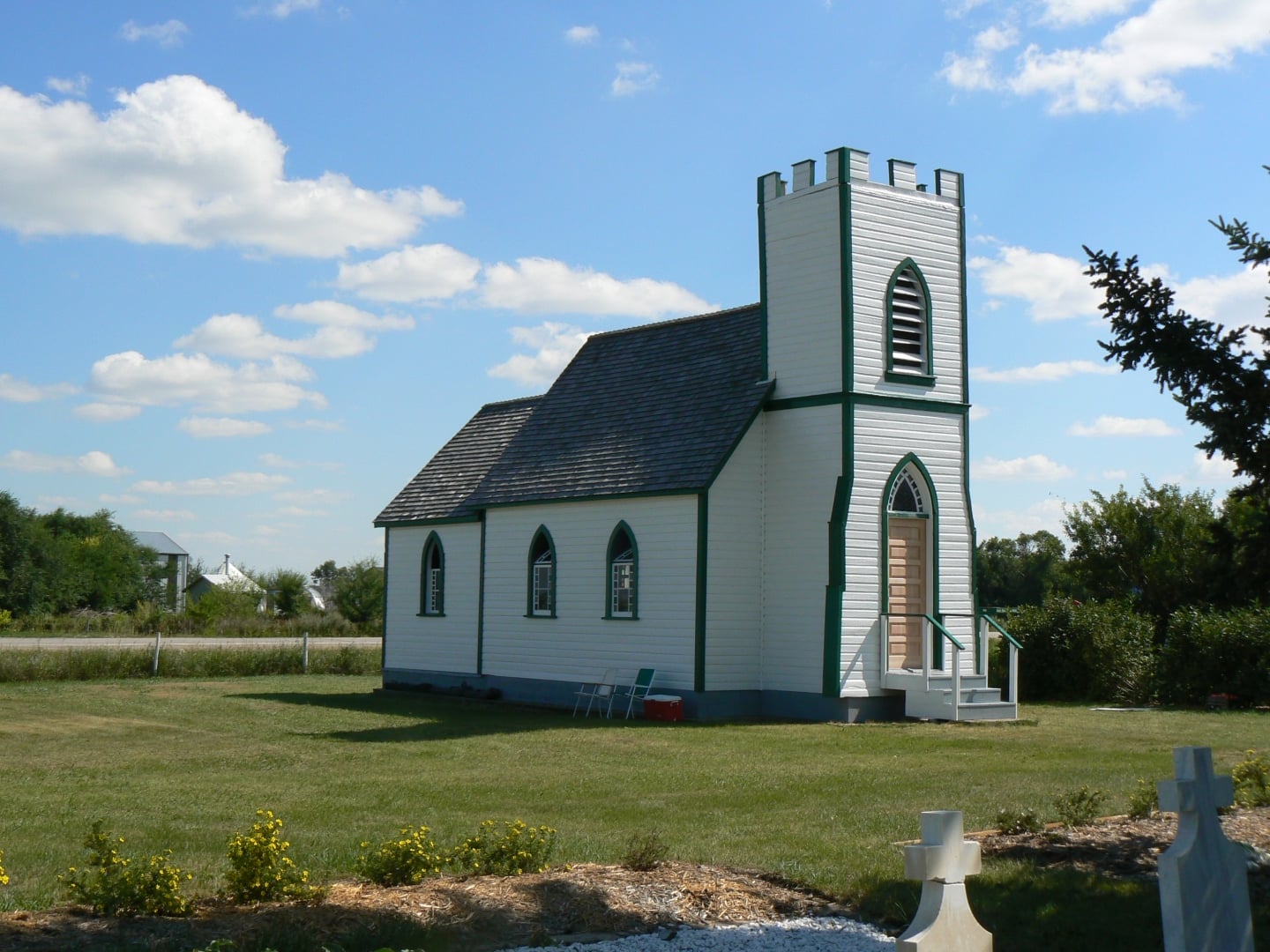Built in 1908 and designated a municipal heritage site in 1984, Christ Church is one of the smallest remaining Bishop Lloyd style churches. Fourteen km directly east of Saskatoon, located at the corner of Highway 5 and 316, it also serves as visual and accessible history and an important local landmark.