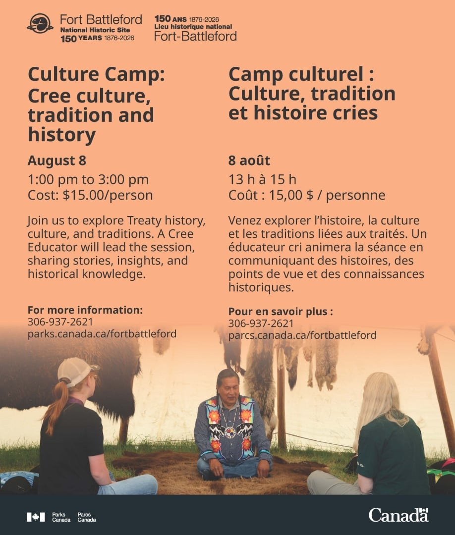 Event poster for Fort Battleford Culture Camp.