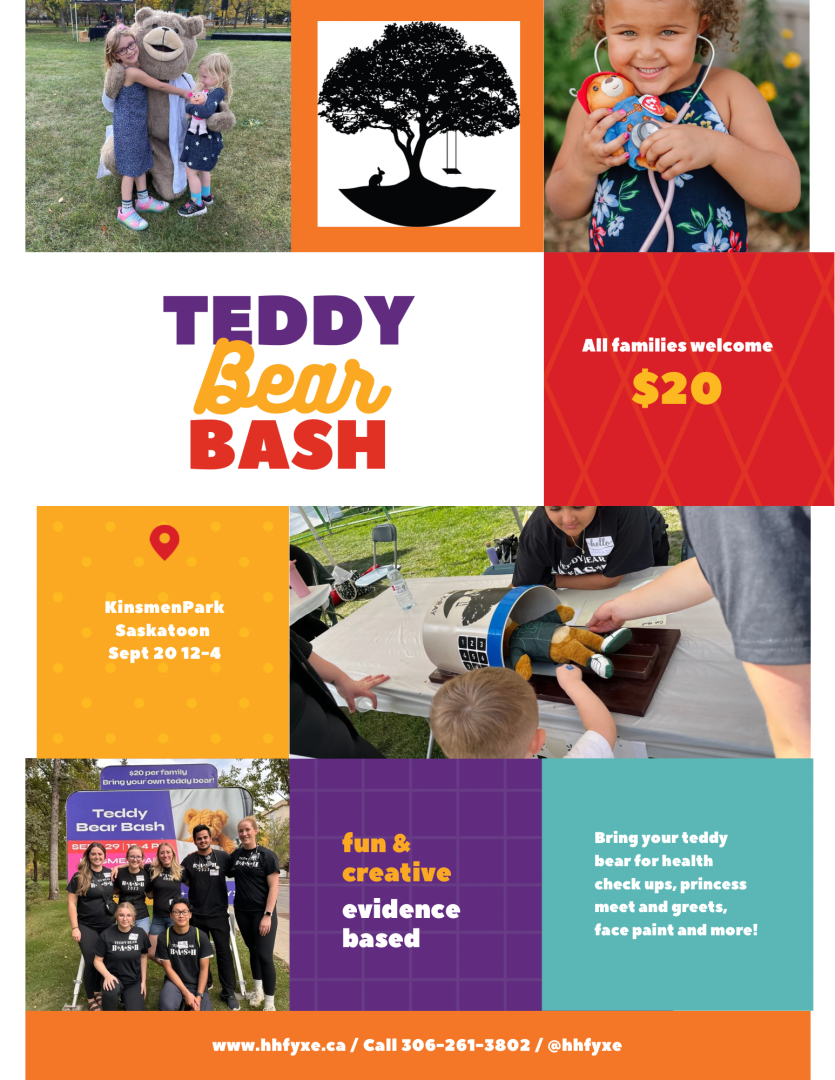 Image of children and adults smiling, details describe a fun family event at Kinsmen Park Sunday Sept 20 from 12-4 pm