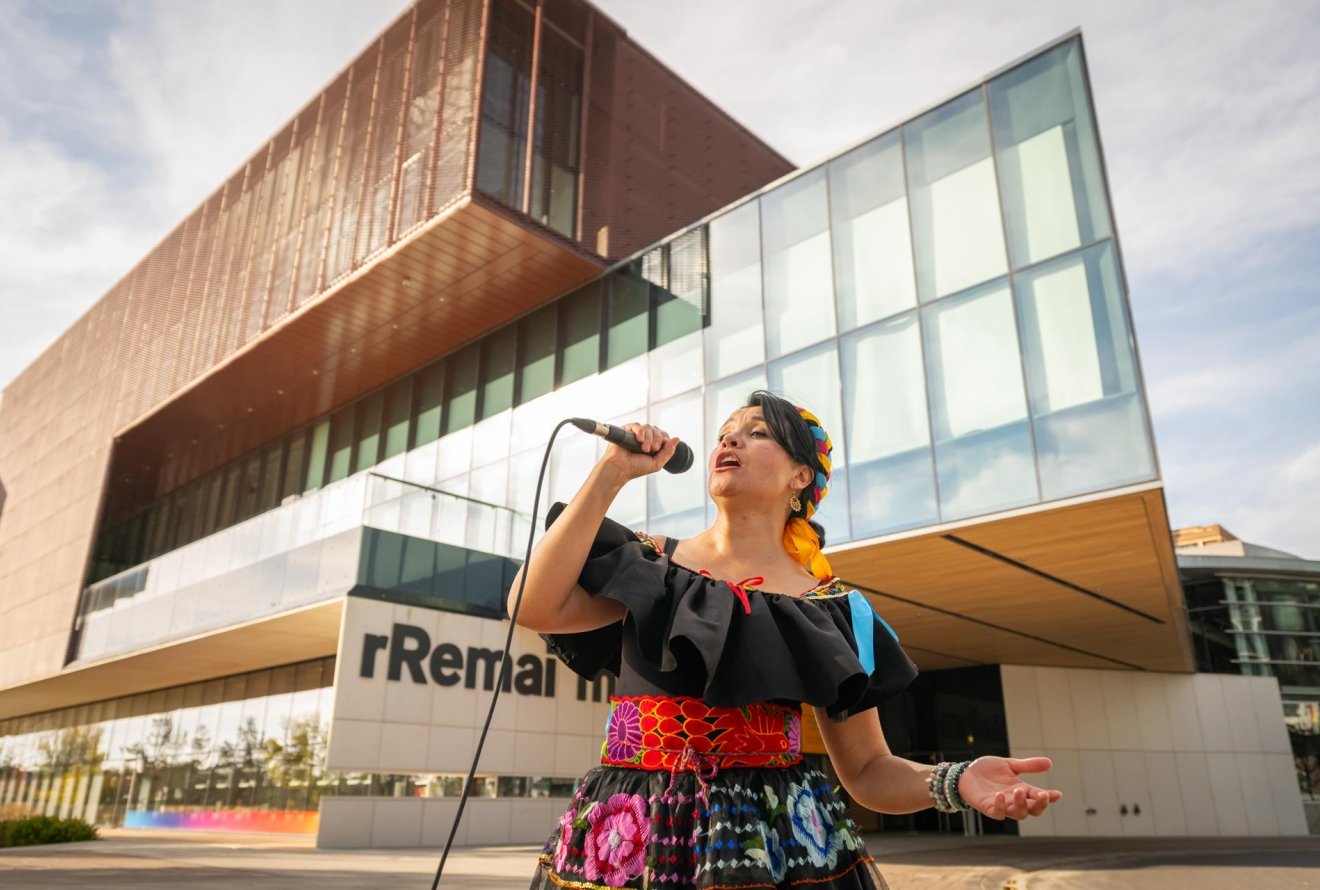 woman singing at Remai Modern